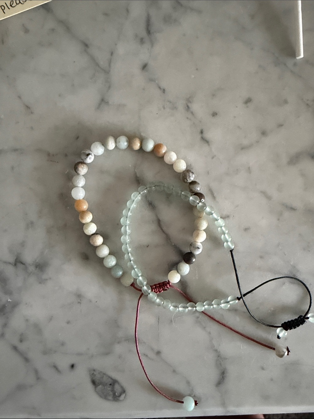 Beaded Stretch Bracelets in Mint Green and Neutral Earth Tones